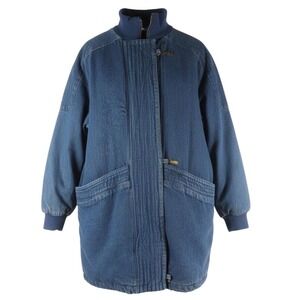 Denim‎ Parka Dawn Blue Denim Jacket Flannel Lined Collar Snap Button Size XLarge